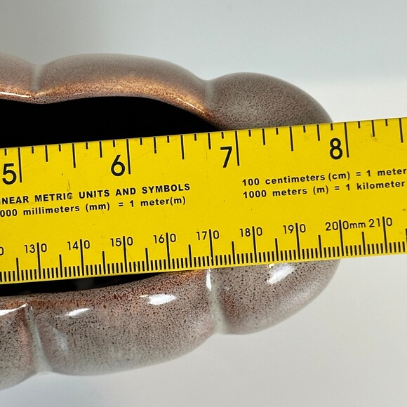 Vintage Aborn California H-6 Mid-century Brown Ceramic Pottery Fan Vase - Picture 8 of 10